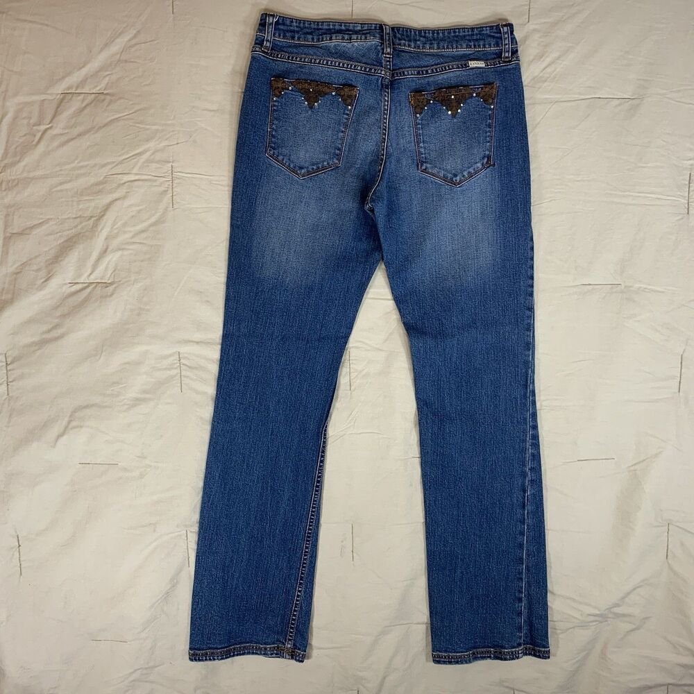 Lawman Jeans Womens 11/12 Blue Vintage Straight Leg Rhinestone 32 X 33